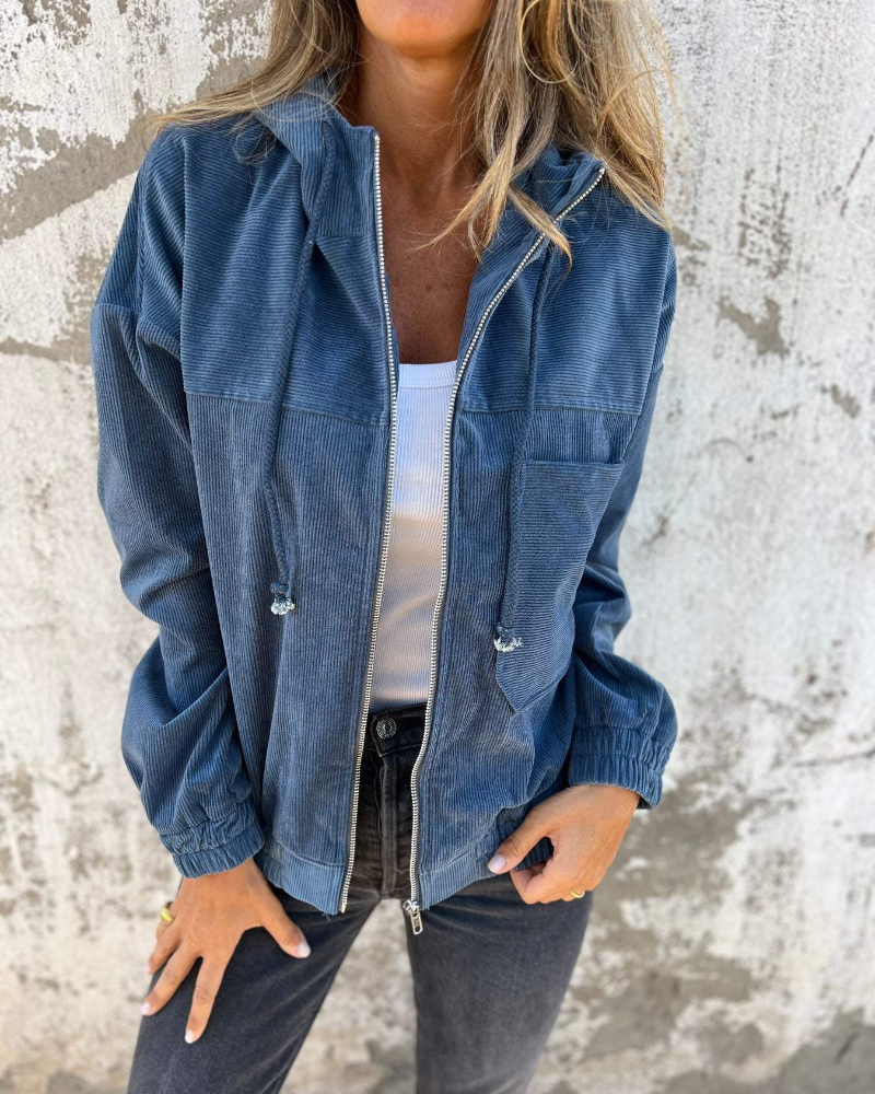 Ella™ | Chaqueta de Corderoy con Capucha y Cremallera