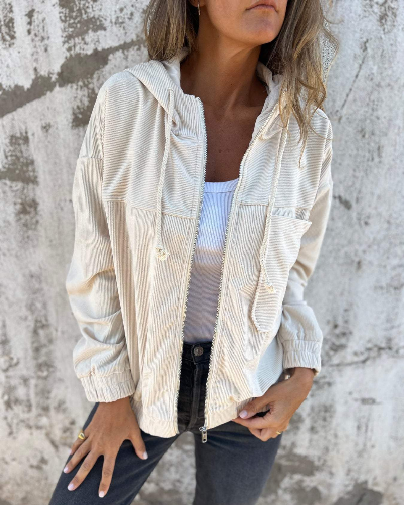 Ella™ | Chaqueta de Corderoy con Capucha y Cremallera
